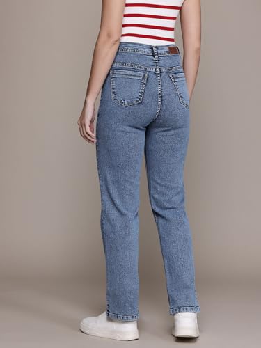 Image of Nifty Womens Mid Rise Denim Stretchable Straight Fit Boyfriend Jeans