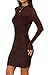 WIHOLL Women's Mesh Sheer Long Sleeve Ruched Mini Dress Fall Sexy Bodycon Little Short Mock Neck New Years Eve Cocktail Party Club Dresses 2025 Fall Outfits Plus Size Brown XL
