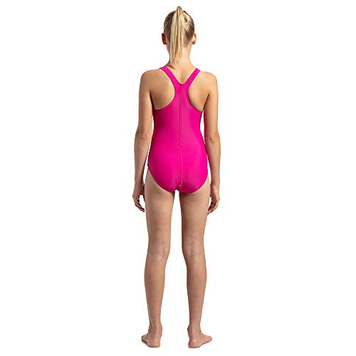 Image of Speedo Girl's Endurance 10 High Chlorine Resistant UPF 40+ Sun Protection Lycra Racerback Swimwear - Electric Pink & True Navy