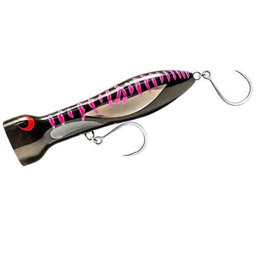 Nomad Design Chug Norris Topwater Popper Lure Collection – Floating Offshore Saltwater Surface Fishing Plug, 180mm, 7", 5oz, Black Pink Mackerel