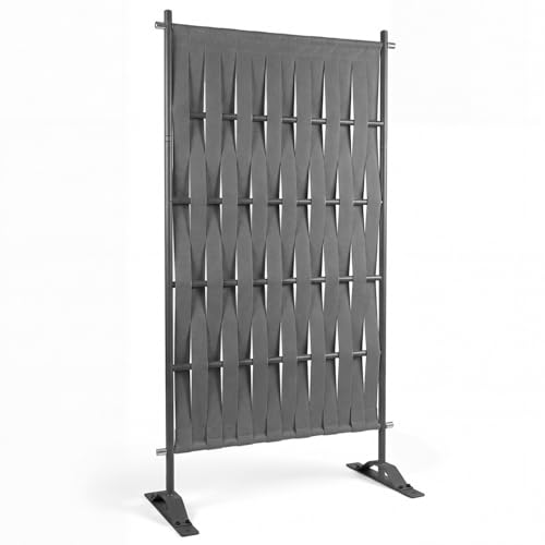IDMarket - Paravent extérieur Claustra décoratif 80 x 150 cm Sangles et métal Gris Anthracite