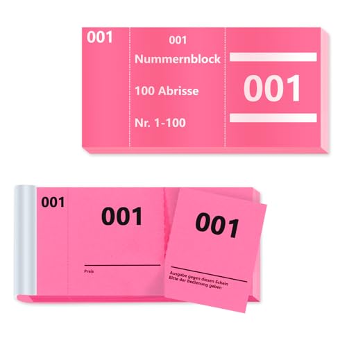 Lose Tombola 1-100 Nummern Doppelnummern Tombola Verlieren 5X10cm Blocchetti Numerati Abrisse Nummernblock Tombola Preise für Events Party Verlosungen Quittungsblöcke Ausstellung Raffle Ticket Rosa
