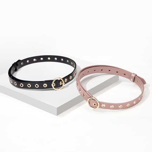 Casual Eyelet Genuine Leather Belts with Gold Buckle Fashion Belt for Jeans Pants2