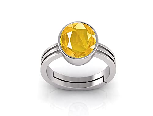 Bague réglable avec saphir jaune naturel fini les erreurs de taille de doigt