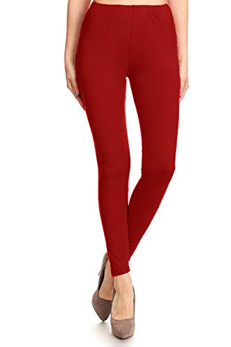 Image of Leggings Depot Women's High Waist Leggings Soft 1 inch Waistband Solid Pants - Regular, Plus, 1X3X, 3X5X