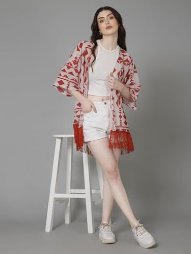 Image of PURYS Floral Print Shrug for Women | Lightweight Georgette Kimono| Versatile Casual Shrug for Layering and Summer Fashion