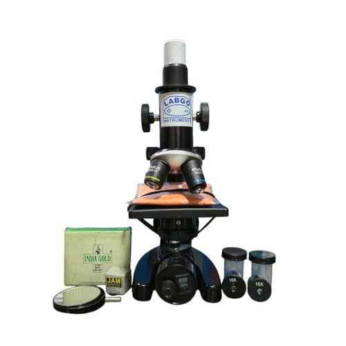 Image of LABGO Compound Student Microscope with LED Lamp | 50 Blank & 2 Prepared Slides | ISO Certified | Biological Lab Microscope for Students, Schools & Research Use