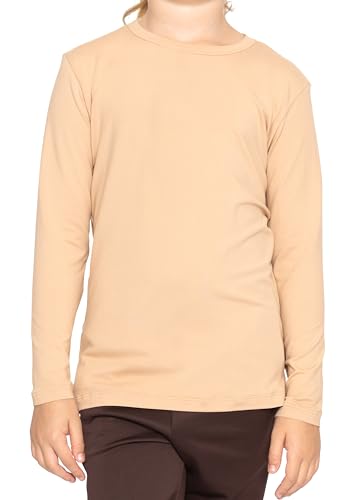 Image of Shirts for Girls Long Sleeve Crew Neck Top, Hoodie or 3 /4 Sleeve Soft Stretch Kids Lightweight Size 2-16
