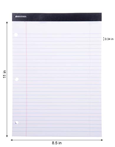 Mintra Office Legal Pads - ((DOUBLE PAD 2PK, WHITE, 8.5in x 11in, WIDE RULED)) -100 Sheets per Notepad, Micro perforated Writing Pad, Notebook Paper for School, College, Office, Professional - Thumbnail 2