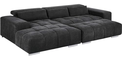 Image of Royale Hand Tufted Seven (3+2+2) Seater Elegant Wooden Base Sofa In Wide Extravagant Fabric, Gives Luxurious Look For Home /Living Room /Office /Guest Room /Hotels, Black