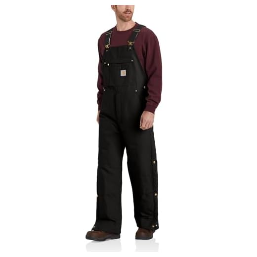 Carhartt mens Loose Fit Firm Duck Insulated Bib Overall Work Utility Outerwear, Black, X-Large US