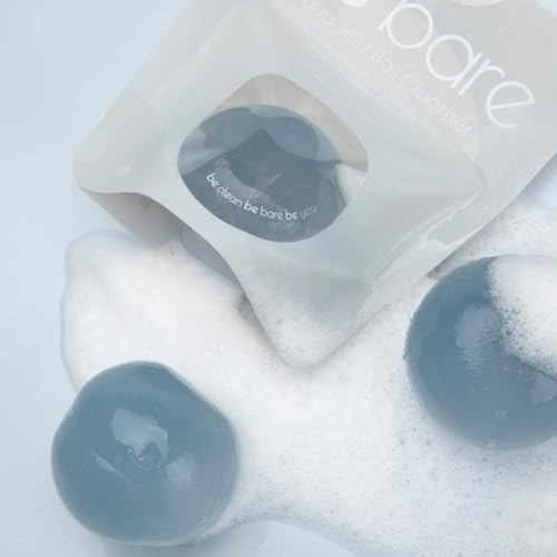 Be Bare Jelly Ball Cleanser, Daily Face Wash Korean Skin Care Cleanser Ball for Dry Skin with Squalane & Hyaluronic Acid for Skin Hydration and Moisturizing - Fresh Aqua (1.41oz)
