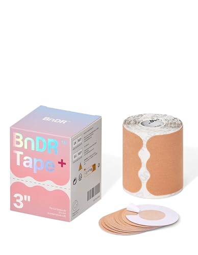 Pro Pre-Cut Synthetic Trans Tape with Nipple Covers for FTM Transgender Chest Binding Extra Wide 7.6cm 20 Strips (Beige)
