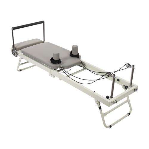 Pilates Reformer Machine Foldable Pilates Machine Maximum Weight Capacity 264 lbs Pilates Equipment for Home, Gym Workouts (Grey)