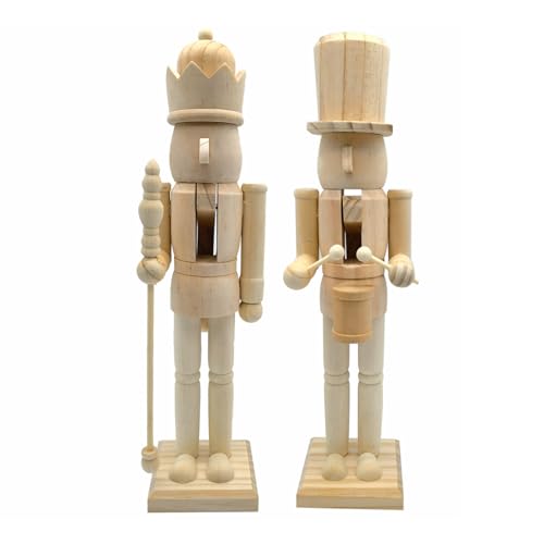 Zimuney Nussknacker Figur 26 cm aus Holz zum Selbstgestalten - 2er Set...