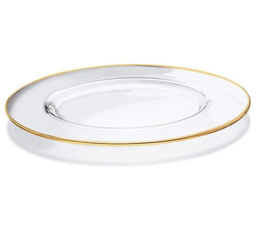 Set de 4 Platos Barski de Vidrio Transparente con Borde Dorado