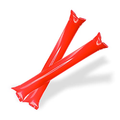 FUN FAN LINE - Lot de 20 bâtons gonflables en Plastique pour l'animation et Les événements Sportifs. Bruyant Cheerleading Sticks. (10 Paires) (Rouge)