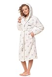 L&L- 9157 Bademantel für Mädchen Kapuzenhandtuch Kinder I Handtuch Kinder Mädchen I Leicht Bademantel Kinder Mädchen mit Kaputze Pool Kinder Fleece l Polyester 100% (White Crystal, 158/164)
