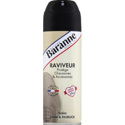 Baranne Aérosol Raviveur Daim Incolore | Protège, Ravive et Imperméabilise | Tous coloris | Chaussures et Accessoires Cuir | Nubuck | 200 mL