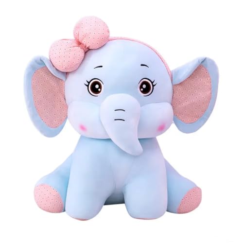 Image of Plush Bow Elephant Soft Toy, Blue, 25 cm | Stuff Toy for Kids | Plush Toy Gift for Kids | Elephant with Bow | A Cuddly Companion for All Ages Super Soft Touch and Feel