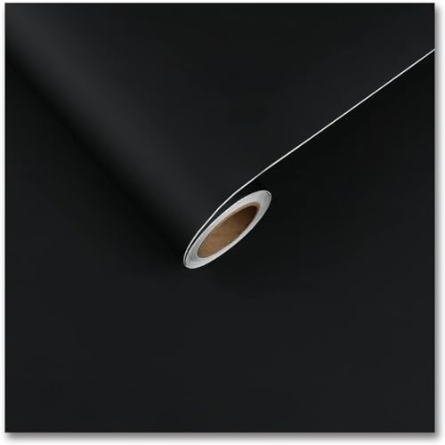 Image of HOME13 Matte Wallpaper Peel & Stick Contact Paper Decorative Self Adhesive Vinyl Wallpaper for Kitchen Cabinet Furniture Countertop Waterproof (24inches By 360inches, Black Matte Wallpaper)