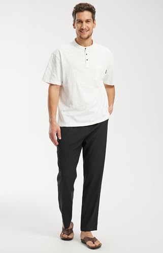 Libin Men's Imitation Linen Pants Elastic Waist Beach Summer Casual Pants Lightweight Travel Long Trousers with Pockets4