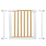 Kinderkraft Lock&GO Treppenschutzgitter Ohne Bohren, Türschutzgitter, Kinderschutzgitter, von 75 bis 103 cm, 90 Grad öffnen, doppelte Verriegelung, Holz