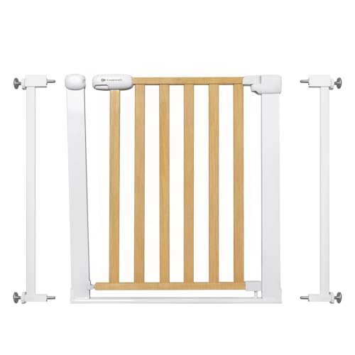 Kinderkraft Lock&GO Treppenschutzgitter Ohne Bohren, Türschutzgitter, Kinderschutzgitter, von 75 bis 103 cm, 90 Grad öffnen, doppelte Verriegelung, Holz