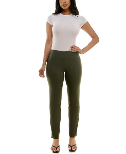 Zac & Rachel Women's Plus Size Millennium Fabric Pull-On Slim Leg Pant, Grape Leaf, 24W