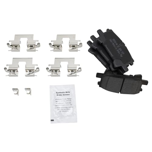 Image of TRQ Rear Brake Pad and Rotor Set Semi Metallic Coated Rotors Calipers Compatible with 2004-2007 Toyota Highlander with All Wheel Drive