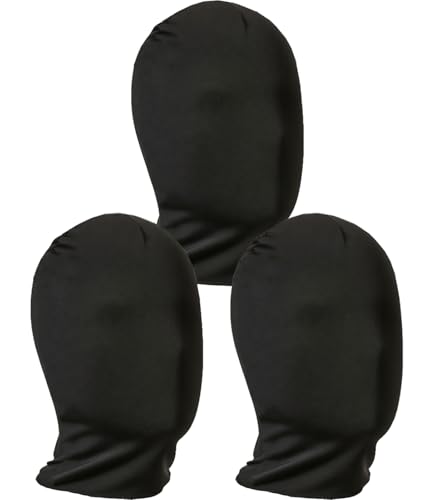 SRLLBBY 3 Pieces Full Face Mask Stretchy Faceless Cloth Masks Statue Inflatable Costume Accessory for Adult Men Women Cosplay (Black Pack)
