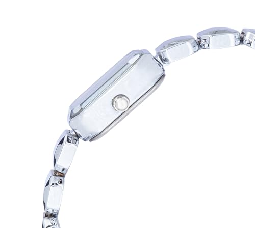 Image of Gedi Womens Analog Wrist Watch with Silver Metal Strap with Diamond Studded Rectangle Dial for Ladies & Girls Trending Fashion