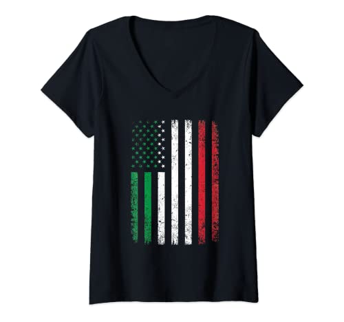 Donna Italy USA Flag 4th of July Patriotic American Italian Flag Maglietta con Collo a V