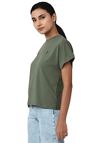 Image of Van Heusen Women's Cotton Regular Fit Half Sleeve Crew Neck Casual Regular Comfort Fit T-Shirt