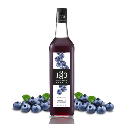 1883 Blueberry Syrup for Drinks, Made in France, 1 Liter Plastic Bottle