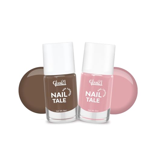 Image of Glam21 Nail Tale- Nail Lacquer|Multicolor|Quick Drying Nail Polish| Glossy Gel Finish Nail Kit | Highly Pigmented & Long Lasting | Chip Resistance|9ml Each| Pack Of 2 (Shade-07-04)