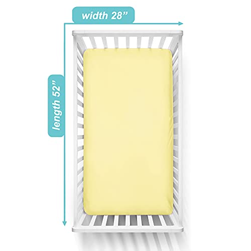 Image of American Baby Company Supreme 100% Natural Cotton Fitted Crib Sheet 52 inch x 28 inch, Enhanced Thickness for Soft, Breathable & Hypoallergenic Jersey Comfort, Maize, Neutral for Boys & Girls