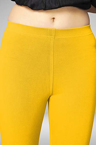 Image of Women's Cotton Skinny Leggings with Ankle Length Solid Pattern Mid Rise and Elastic Closure | Cotton Skinny Leggings for Womens