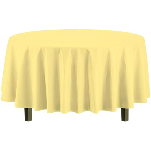 Vibrant Yellow Solid Plastic Tablecover (84