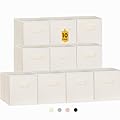 Criusia Storage Cubes, 11 Inch Clothes Storage Bins with Dual Handles (10 Pack), Fabric Collapsible Storage Bins for Shelves Closet, Cubby Organizer Bins for Clothing Toys Blanket Yarns (Beige)