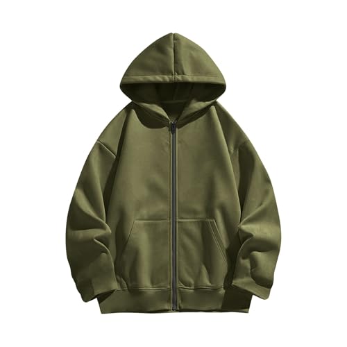 Sweat à capuche zippé enfant veste polaire unisexe kaki pour l'école 4-14 ans