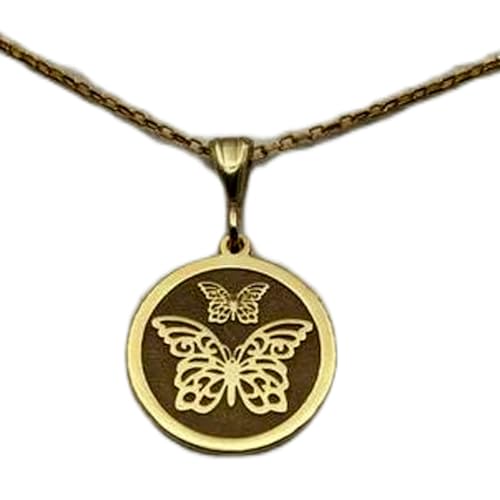 Collar de plata de ley 925 con mariposas grabadas a mano de 22 mm