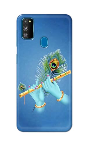 Image of Plastic Printfidaa Printed Hard Back Cover Case For Samsung Galaxy M30S | Samsung Galaxy M21 | Samsung M21 2021 Edition Back Cover (Flute In Krishna Hands) -112, Multicolor