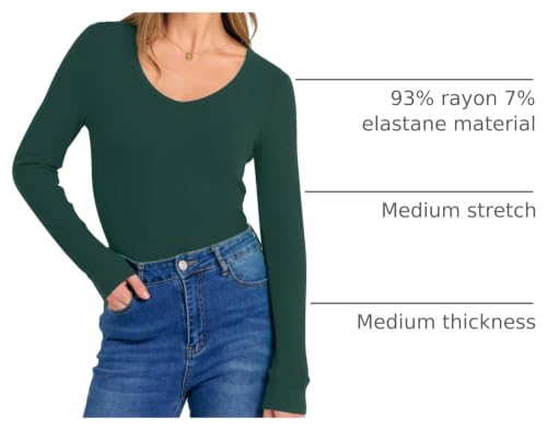 Image of ANRABESS Long Sleeve V Neck Shirts for Women | Soft Comfy Ribbed Knit Fitted Tshirts, Casual Going Out Tops, 2026 Trendy Basic, Fall Winter Underscrub Layering Clothes