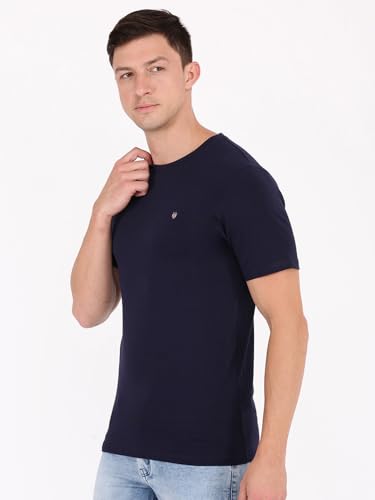 Image of Macroman M-Series Smartz Basics Half Sleeve Round Neck Stretch T-Shirt for Men, Cotton Blend (Pack of 1)
