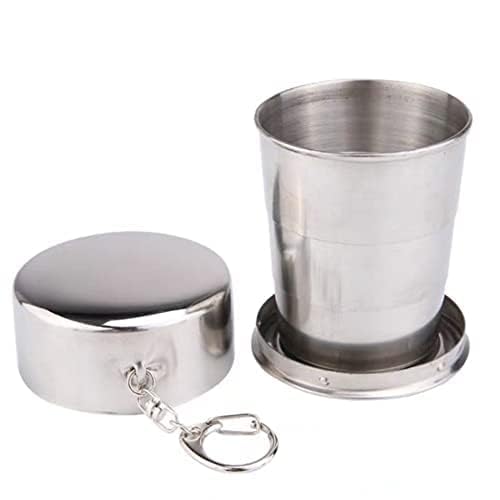 RAXIMEL Portable Folding Stainless Steel Travel Mug – 150ml Capacity, Silver (Made with Stainless Steel 201) – Ideal for Camping and Outdoor Use.-image-33