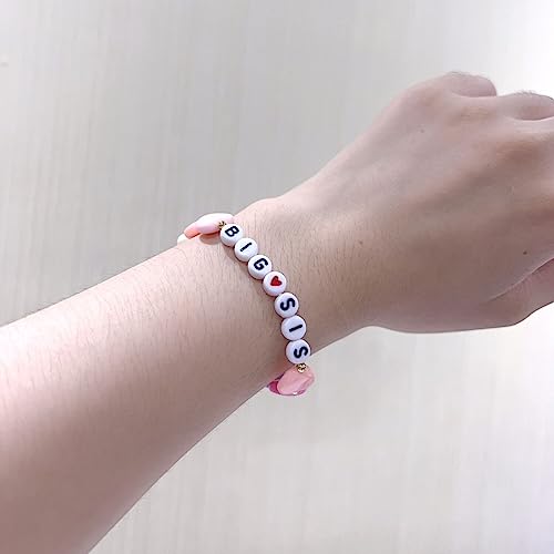 Image of Fuqimanman2020 Big Sister Bracelet Colorful Little Sister Bracelet Letter Beads Bracelet for Sister Jewelry Gift