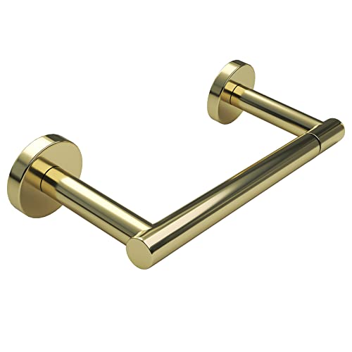 POKIM Gold Toilet Paper Holder - Metal Bathroom Flexible Pivoting Tissue Handle on Wall Mounted, SUS 304 Stainless Steel Adjustable TP Large Mega Roll Holder Classic Matte