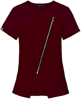 niaahinn Scrubs Top V-Neck with Zipper for Women Originals Womens Mecical Uniform Top
