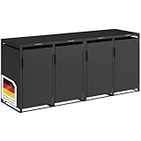 STEELSØN Thoria Mülltonnenbox 4er bis 240L – Mülltonnenverkleidung aus Stahl in Graphitschwarz – hochwertige Müllcontainer für 4 Tonnen – Müllbox wetterfest – UV-beständige Gerätebox/Mülltonnen Box